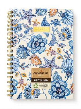 Clementine Blue Floral Spiral Notebook